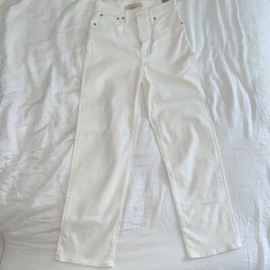MADEWELL SLIM WIDE LEG CROP WHITE DENIM PANTS